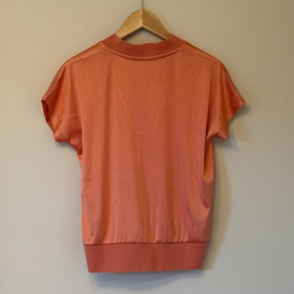 Philosophy V-Neck Liquid Knit Short Sleeve Top, Peach - Small - Picture 2 of 5